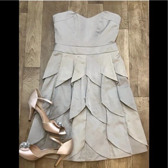 Reiss Dresses & Skirts - Reiss Strapless Silk Marianne Dress Tan 4
